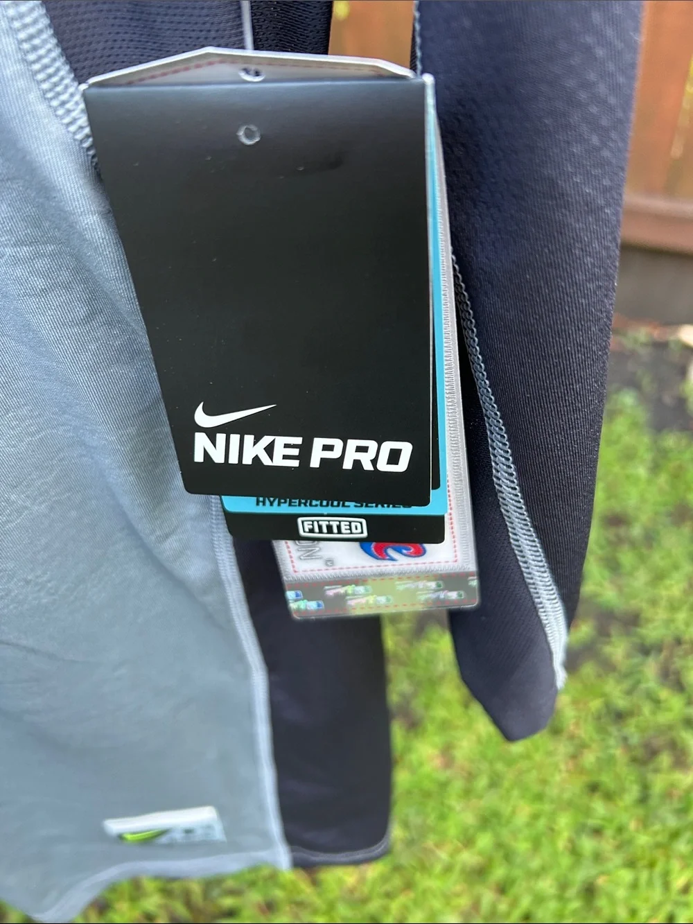 Nike Pro Grey and Black NY Yankees Compression Shirt